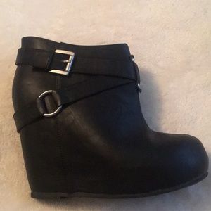 Black 6inch wedge ankle booties